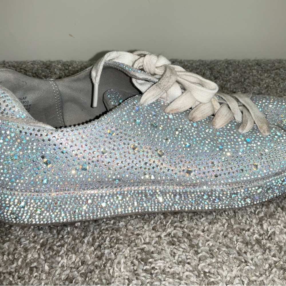 Women's Bling Rhinestone Shiny Sneakers - Silver Sz 9 - Picture 12 of 14